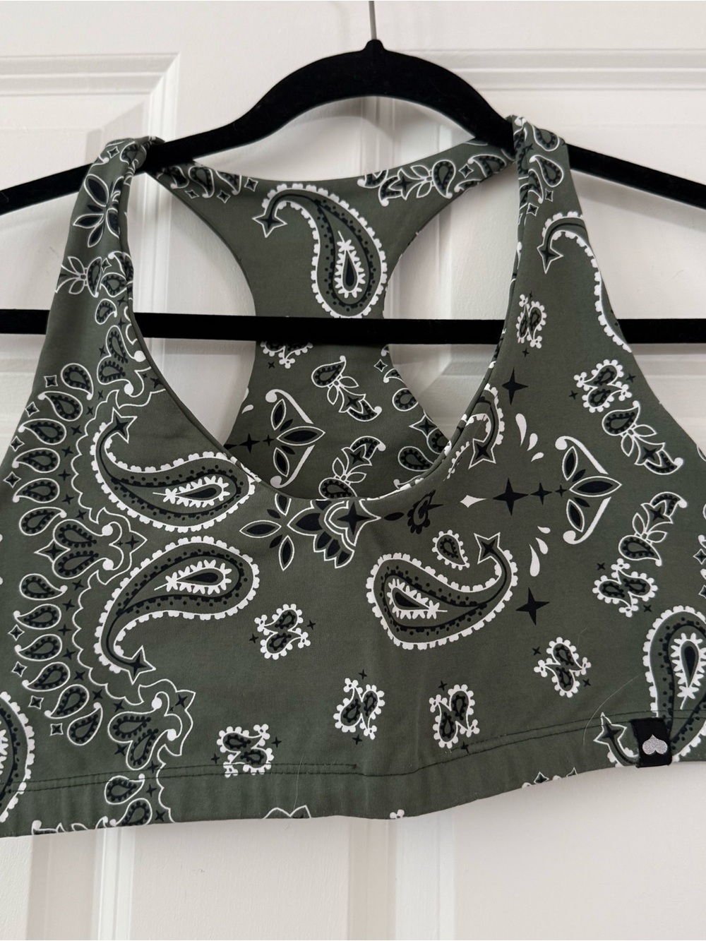 Booty by Brabants Olive Green Paisley Racerback Sports Bra
